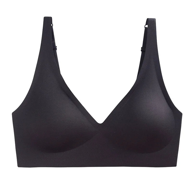Seamless Mold Cup Push-Up Bra S-3XL Comfortable V-neck Bralette