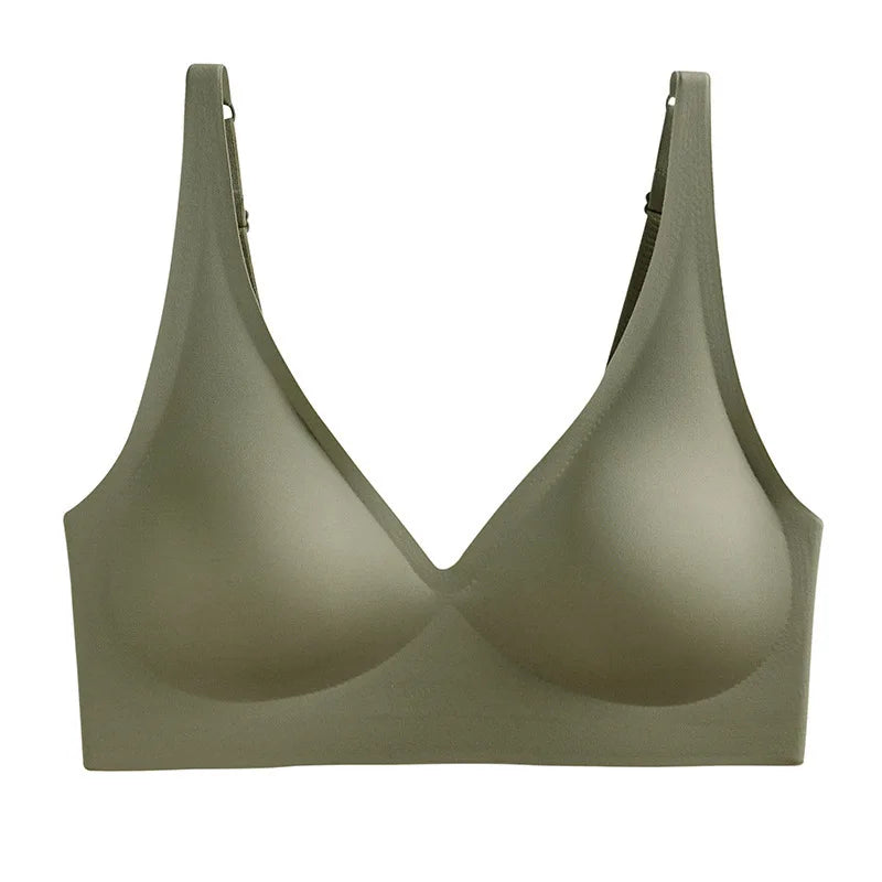 Seamless Mold Cup Push-Up Bra S-3XL Comfortable V-neck Bralette