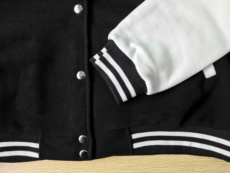 Black and White Oversized Jacket for Men’s Baseball Street Style