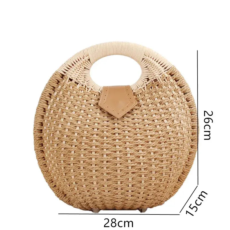 Natural Rattan Handwoven Shell Handbag Bohemian Summer Tote