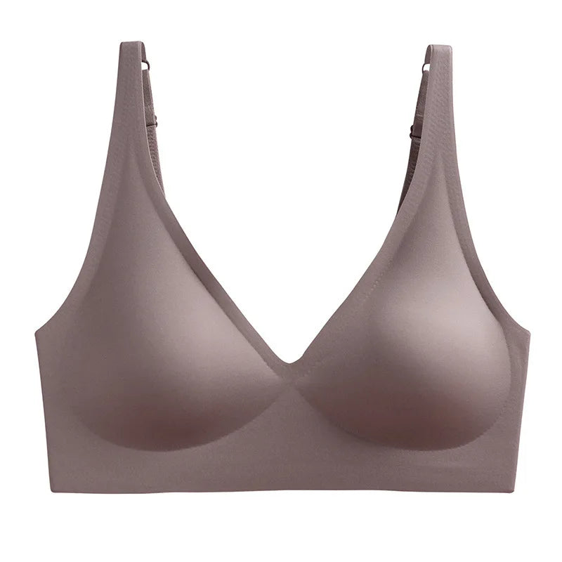 Seamless Mold Cup Push-Up Bra S-3XL Comfortable V-neck Bralette