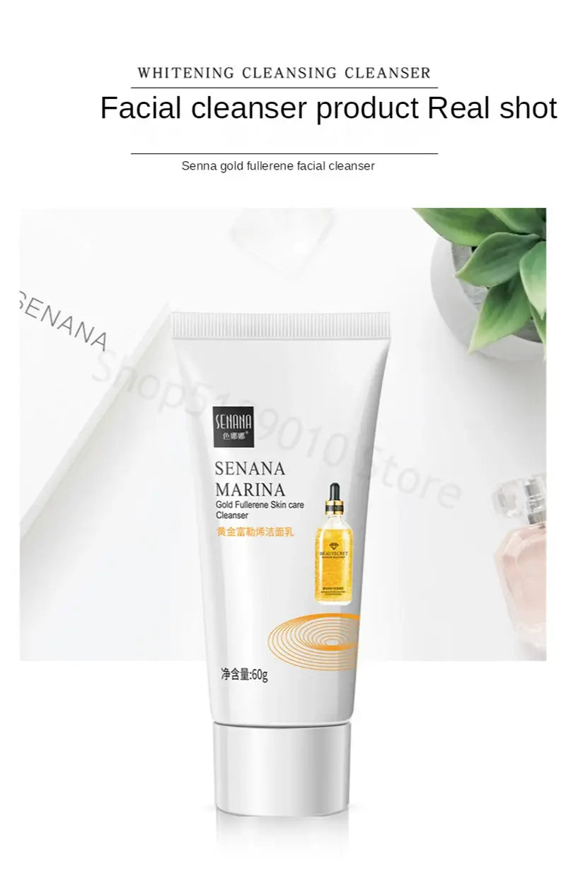 Gold Fullerene Facial Cleanser Foam for Collagen and Pore Shrinking