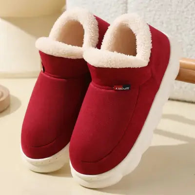 Kidmi Winter Shoes Casual Outdoor Cotton Plush Padded Slippers - maoxianred / 44-45(fit42-43)