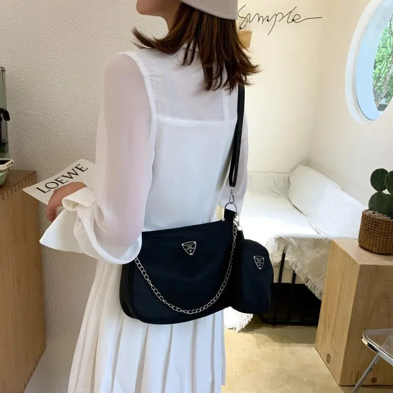 Fashion Nylon Crossbody Bag Portable Casual Underarm Student Style