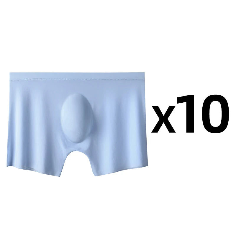 Men's Ice Silk Boxer Briefs 10 Pcs Seamless Ultra-thin Breathable Style