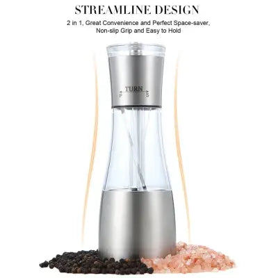 2-in-1 Stainless Steel Salt and Pepper Grinder Adjustable and Refillable