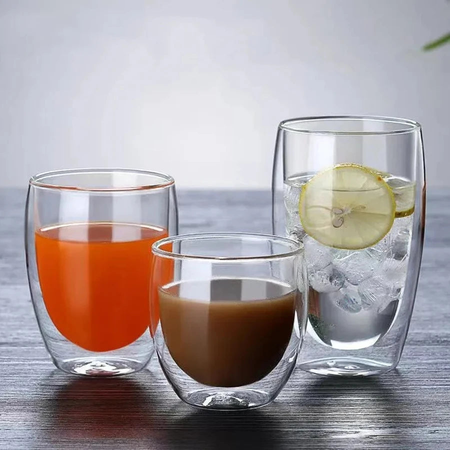 Double Wall Glass Espresso Mug Transparent Handmade Heat Insulated Drinkware