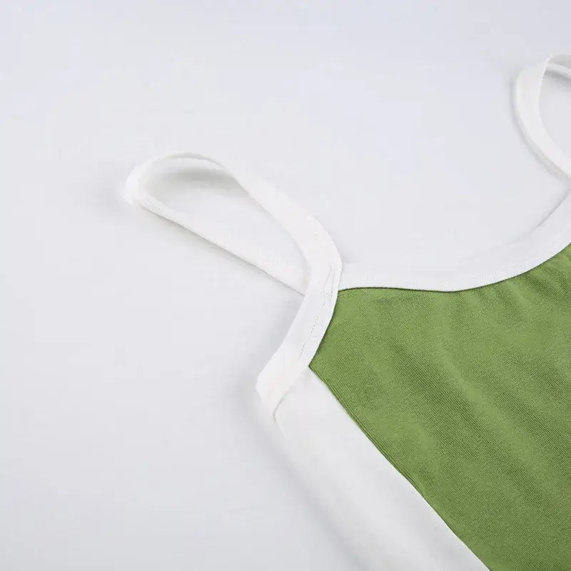 Green Y2K Backless Sleeveless Knitted Crop Top for Women