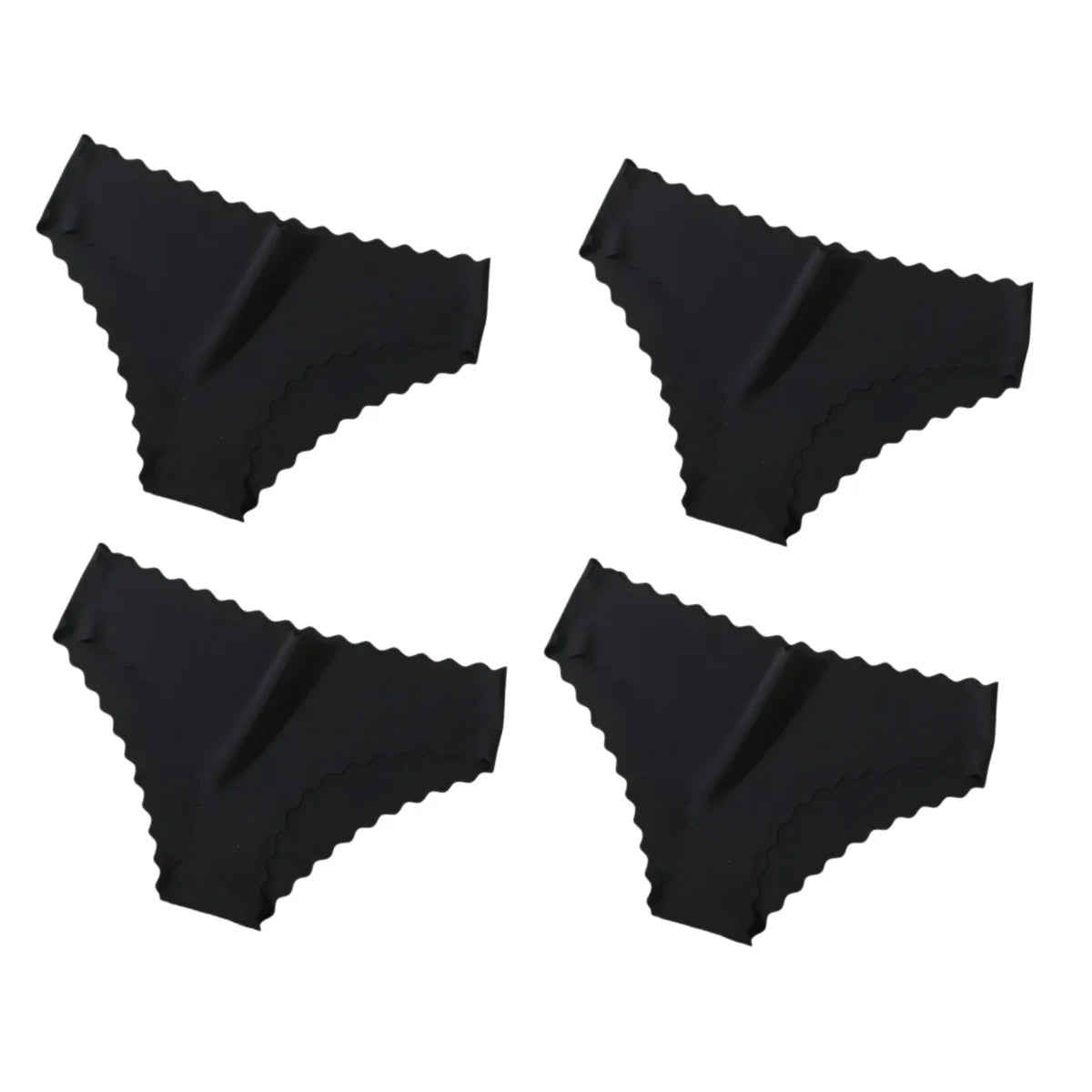 Seamless Panties 4Pcs Ice Silk XS-XL Set Scalloped Edge No Show Lingerie