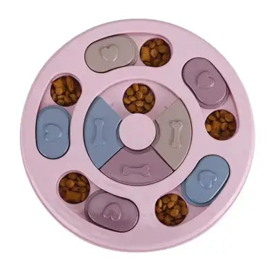 Interactive IQ-Boosting Dog Puzzle Toy Slow Feeder for Enhanced Play - circular pink