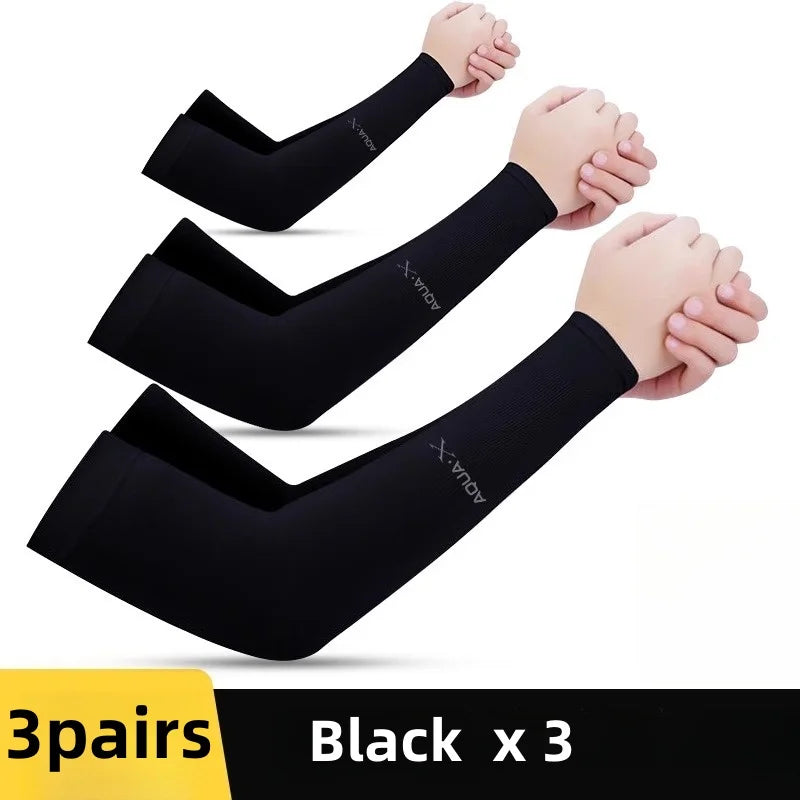 UV Protection Ice Silk Sleeves 3 Pairs – Cooling Outdoor Sunscreen