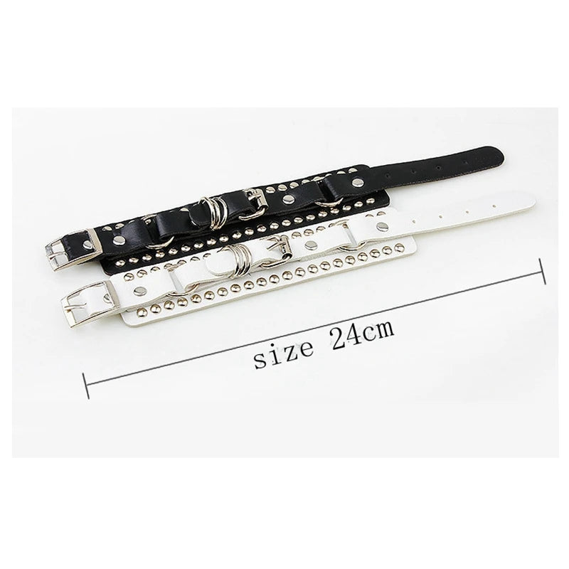 Gothic Spike Studded Leather Bracelets Black Punk Rock Jewelry