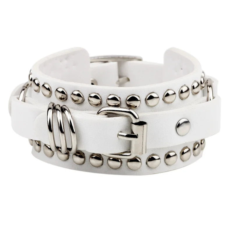 Gothic Spike Studded Leather Bracelets Black Punk Rock Jewelry
