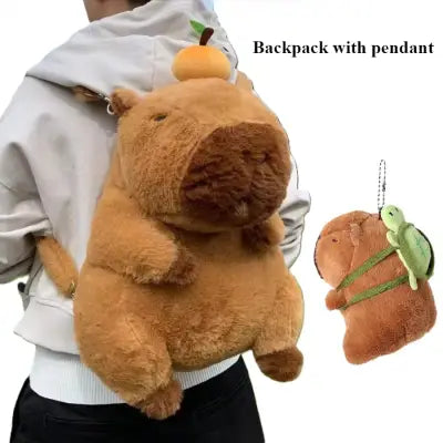 Capybara Plush Backpack Kawaii Mini Shoulder Bag for Kids and Girlfriends - Bag with pendant / One size