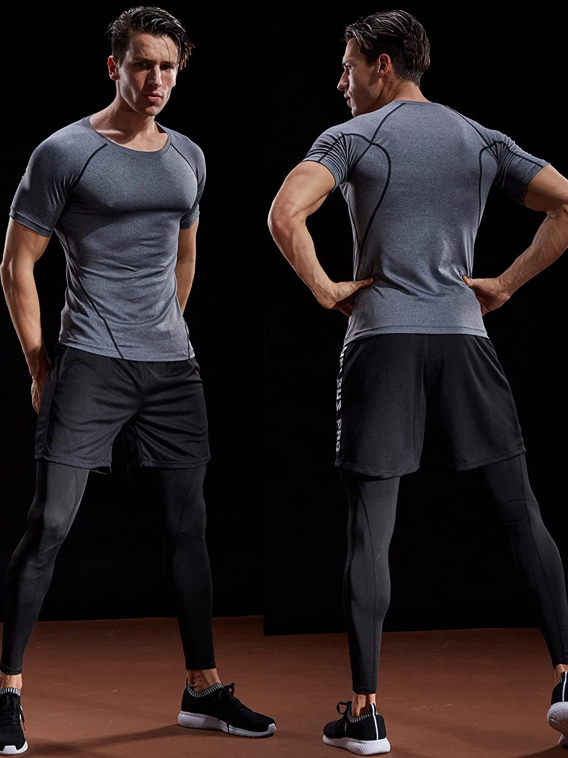 Men Summer Compression Shirt Elastic Quick Dry Gym Workout Tee