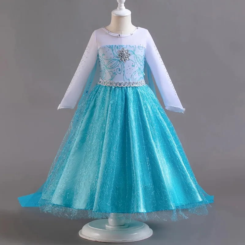 Elsa Costume for Girls – Long Sleeve Princess Dress for Cosplay