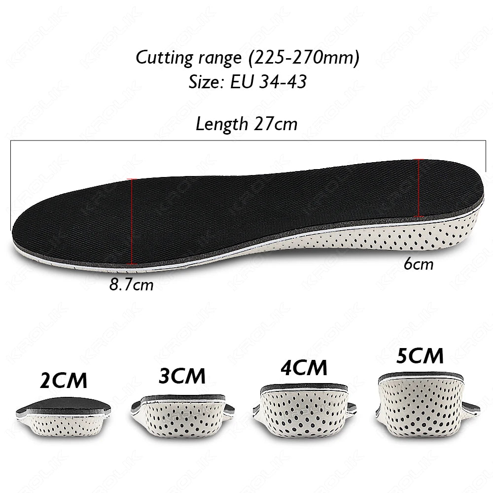 Height Increase Memory Foam Insoles 2-5cm – Breathable Sports Shoes Pad
