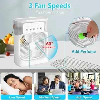 3-in-1 Portable Air Cooler and LED Night Light for Home and Office