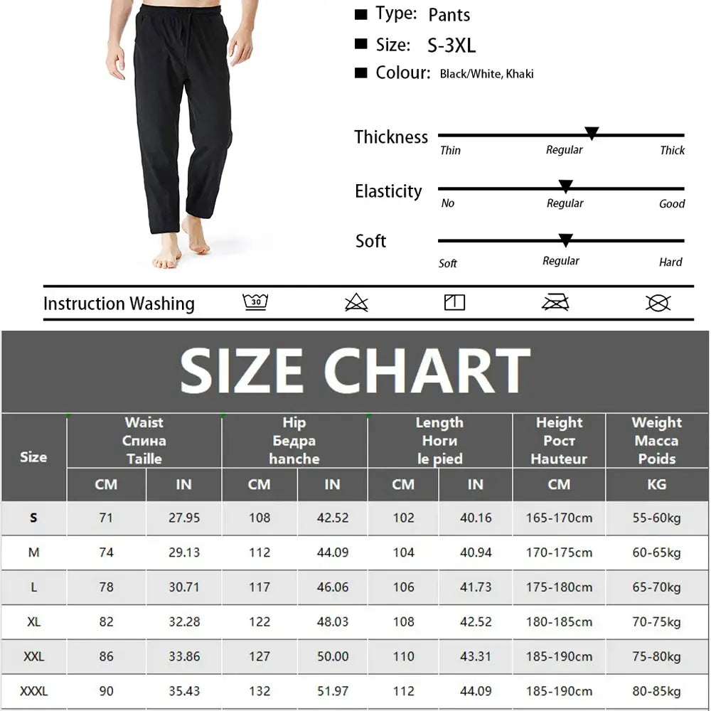 Men’s Cotton Linen Summer Pants - Breathable Casual Trousers