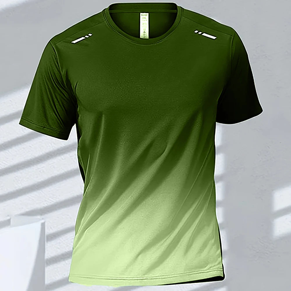Quick Drying Men's Sports T-Shirt Gradient Short Sleeve Workout Tee
