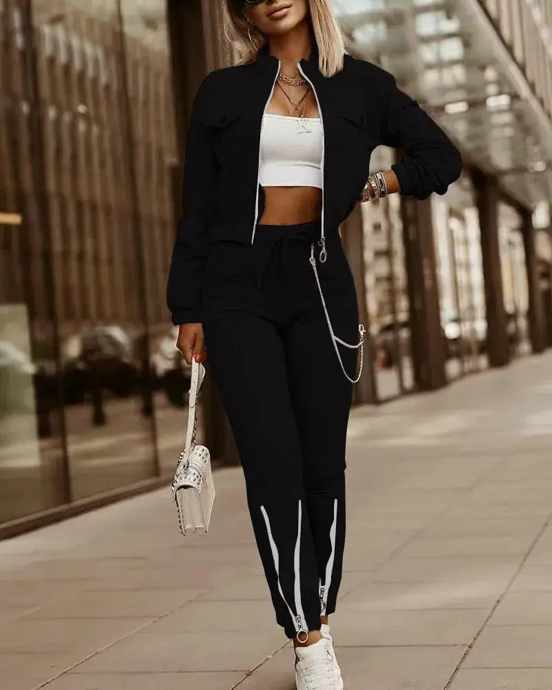 2024 Sportsuits for Women Two Piece Suits Solid Sweatshirts Long Pants Fashion Sets Autumn Winter Casual Zipper