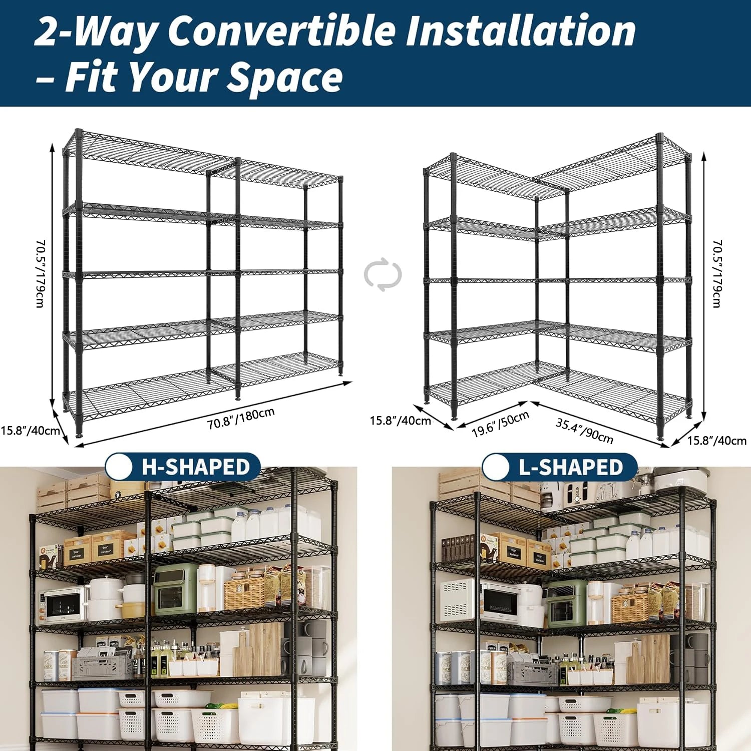 Heavy Duty Metal Storage Shelves Adjustable 5 Tier Garage Organization