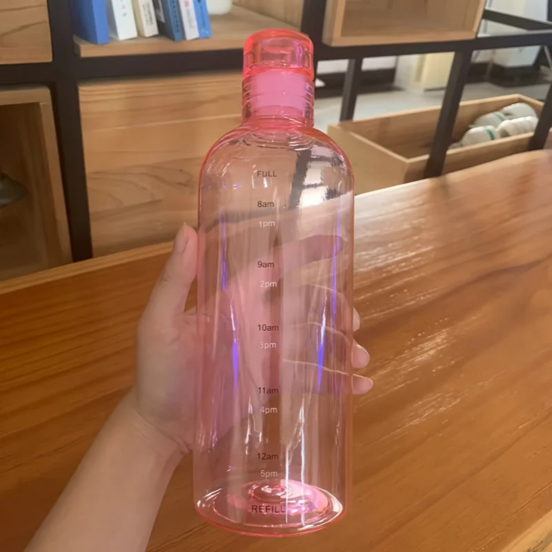 Elegant Time Scale Water Bottle 700ml – Portable Fitness Hydration