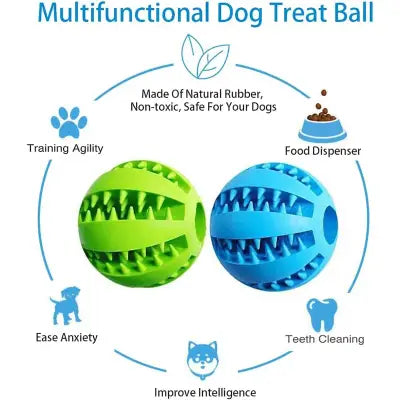 Interactive Dog Toy Ball for Chewing and Treat Feeding in Rubber