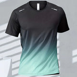 Quick Drying Men's Sports T-Shirt Gradient Short Sleeve Workout Tee