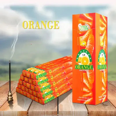 India Lavender and Sandalwood Incense for Aromatherapy and Meditation - 3 small boxes 24pcs / Orange