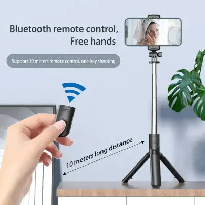 Bluetooth Wireless Selfie Stick and Mini Tripod Extendable Monopod - CHINA / black