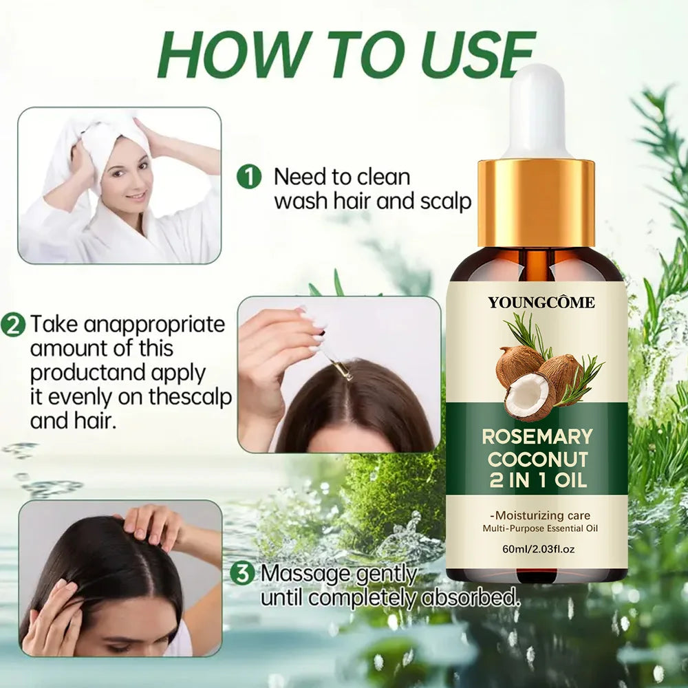 Rosemary Hair Oil Coconut Blend Strengthens Roots and Scalp Treatment