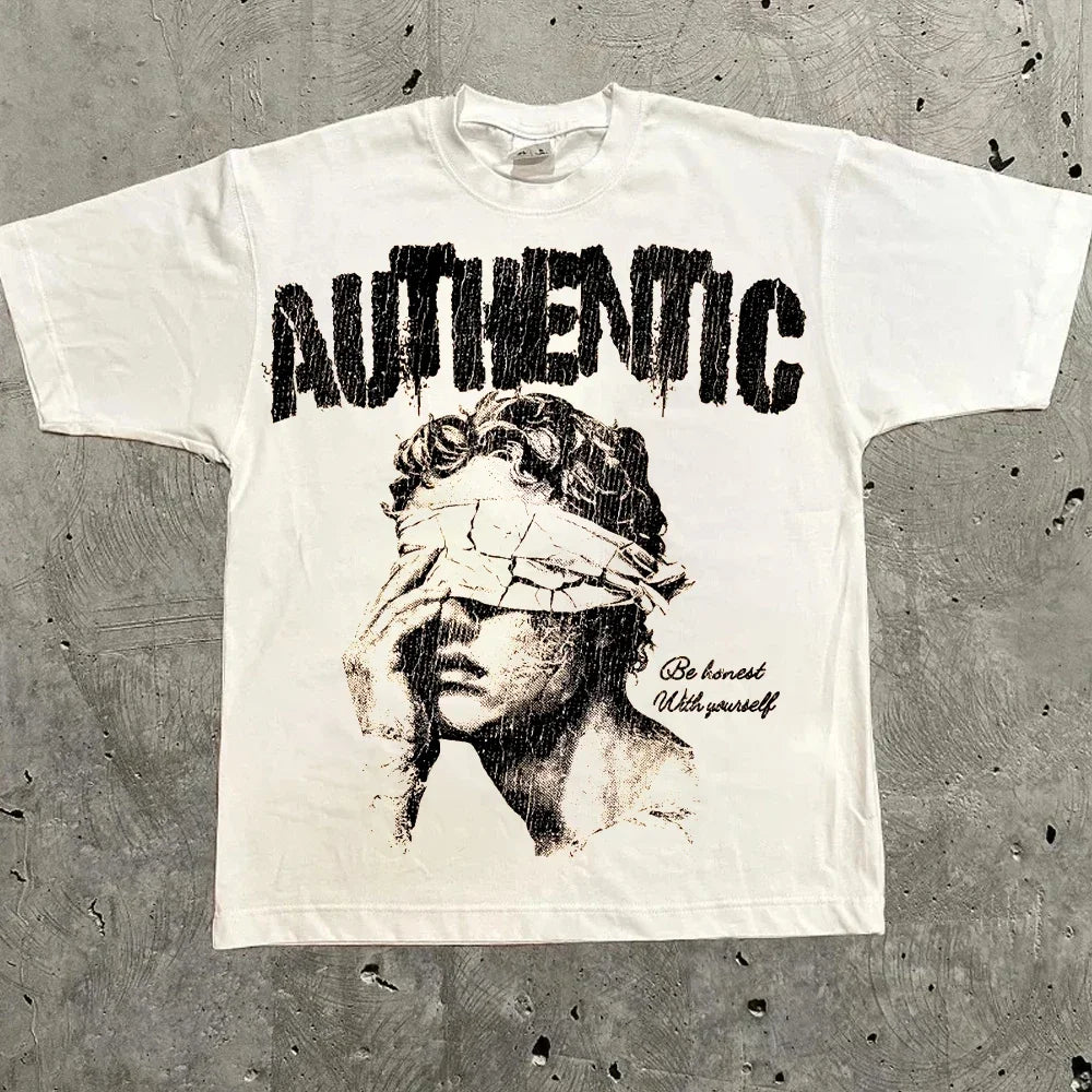 Harajuku Graphic Oversized Tops Cotton Inch Length Y2k Streetwear Tee
