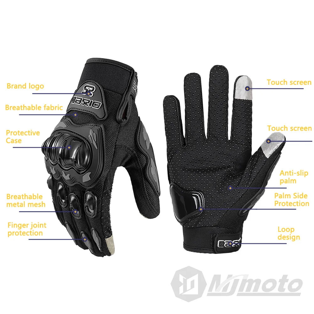 Summer Full Finger Motorcycle Gloves Breathable Touch Screen Racing