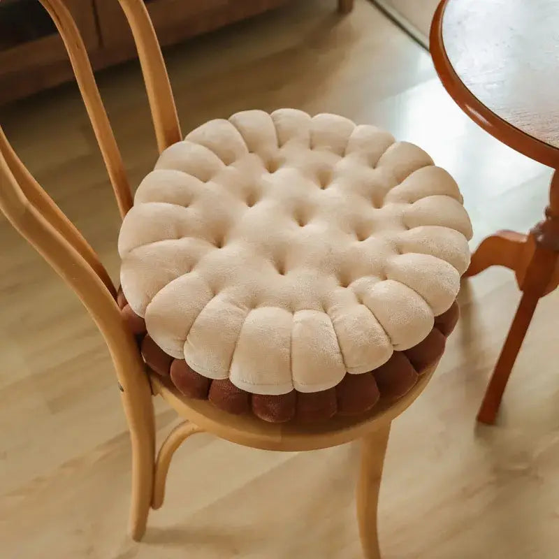 Biscuit-Shaped Plush Cushion: Soft and Creative Chair Seat Pad