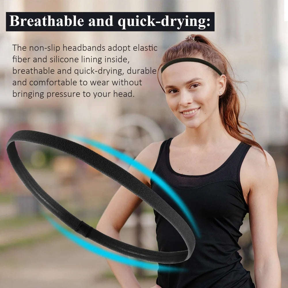 Sports Elastic Thin Headbands 4PCS Non-Slip Yoga Running Hairbands