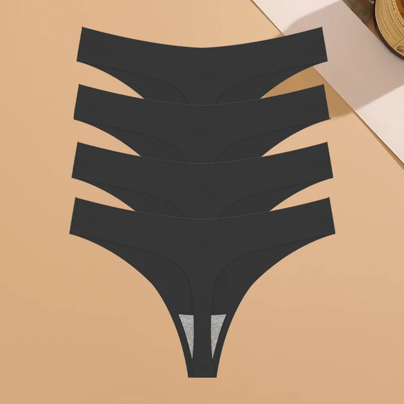 Seamless Ice Silk Underwear Panties 4PCS Stretchy Breathable Bikini