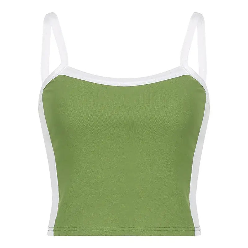 Green Y2K Backless Sleeveless Knitted Crop Top for Women