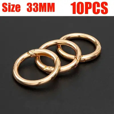 10pcs Metal Ring Spring Clasps for DIY Jewelry and Keychain Hooks - gold 33mm