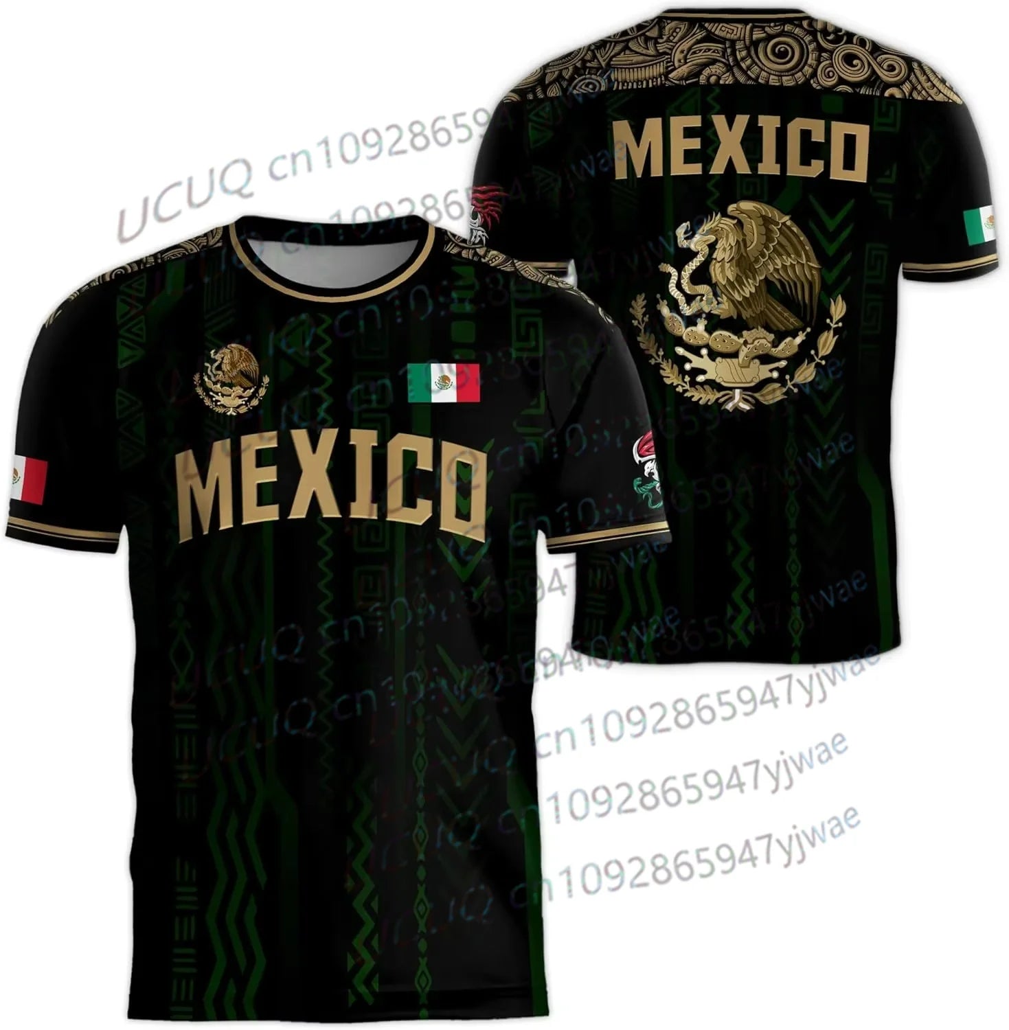 Mexico National Flag 3D Print Tops in Standard Inch Length for Sports