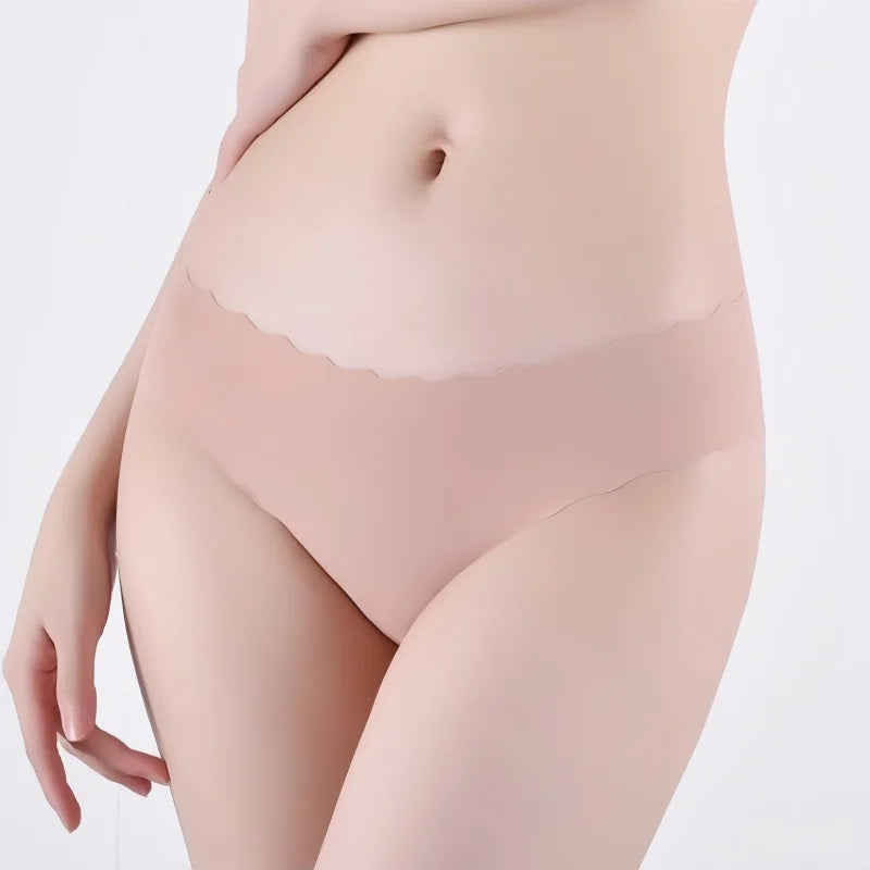 Seamless Panties 4Pcs Ice Silk XS-XL Set Scalloped Edge No Show Lingerie