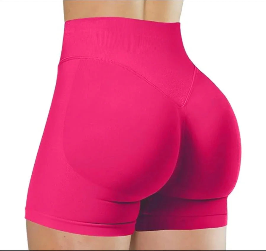 Women Yoga High Waisted 5 Inch Shorts Solid Color Elastic Fitness Tights