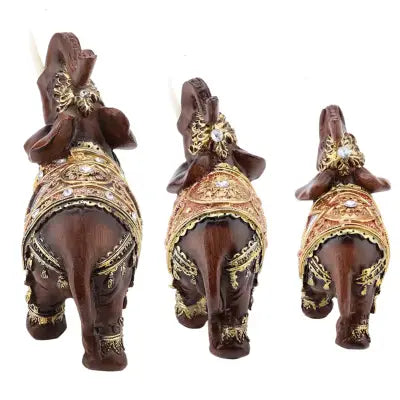 Feng Shui Elephant Statue in Wood Grain for Wealth and Prosperity Decor