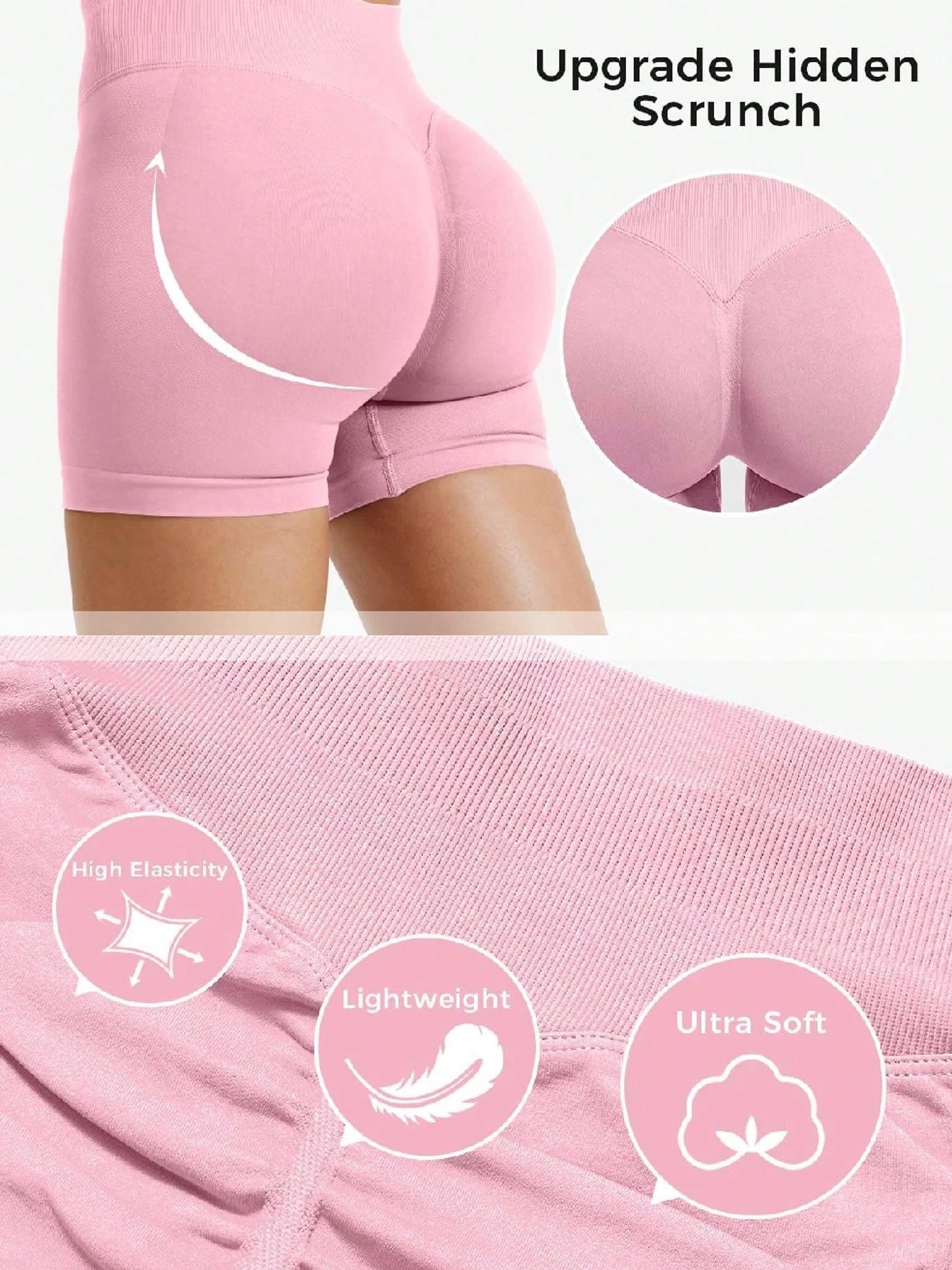 Pilates Peach Hips Knit Shorts Medium Size High Stretch Fitness