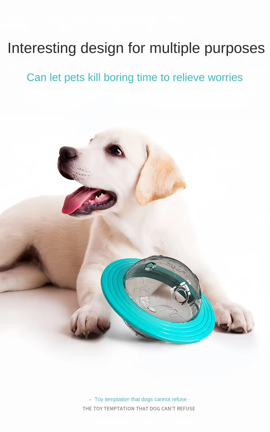 Interactive Dog IQ Toys with Elliptical Track Rolling and Leaky Food Dispenser