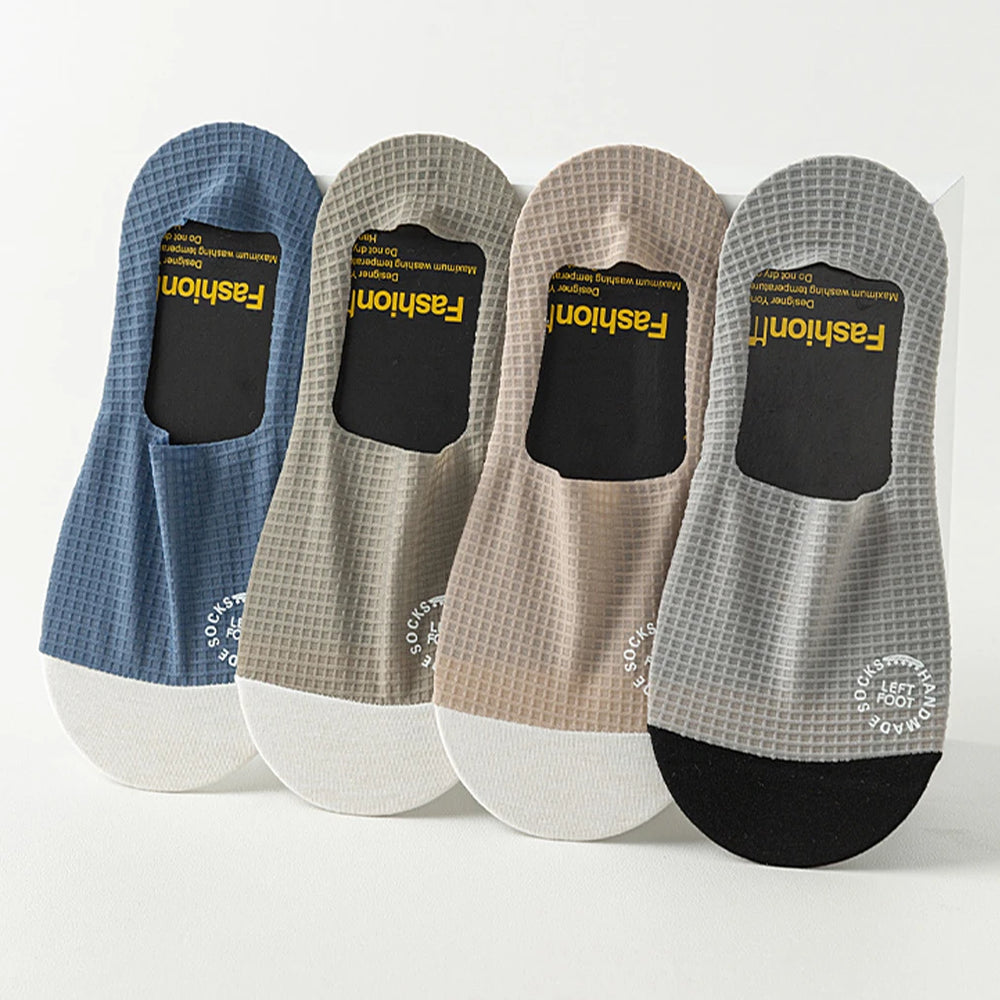 Men Low Cut Waffle Pattern Mesh Socks 3 Pair Pack