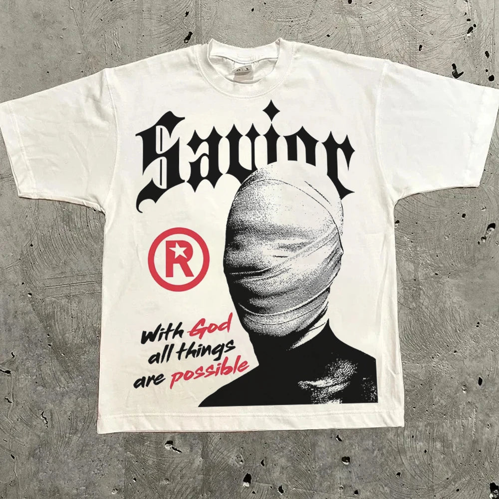 Harajuku Graphic Oversized Tops Cotton Inch Length Y2k Streetwear Tee