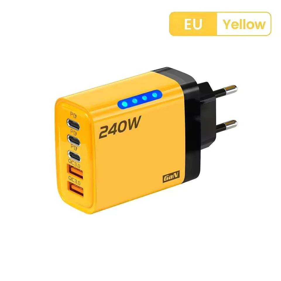 240W GaN USB C Charger 5 in 1 Adapter for Fast Charging Multi Devices