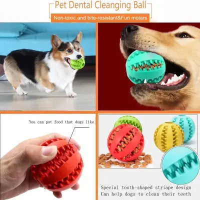 Interactive Dog Toy Ball for Chewing and Treat Feeding in Rubber