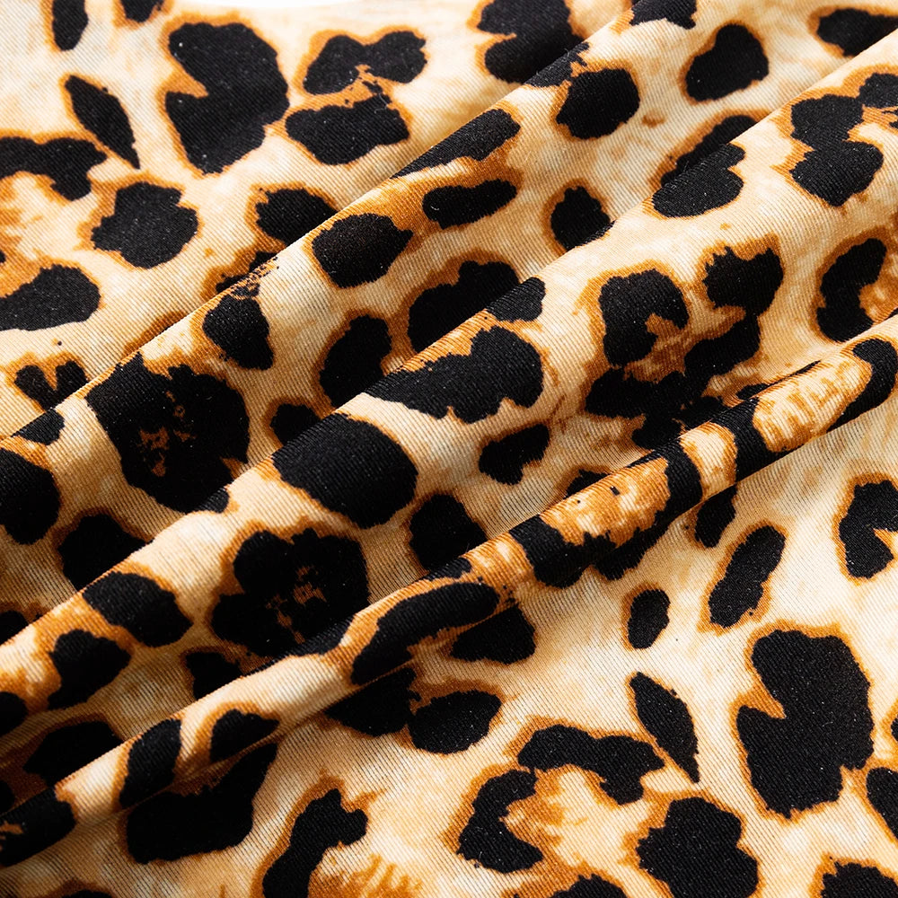 Leopard Panties 3-Piece Seamless Ice Silk Set Sexy Printed Style